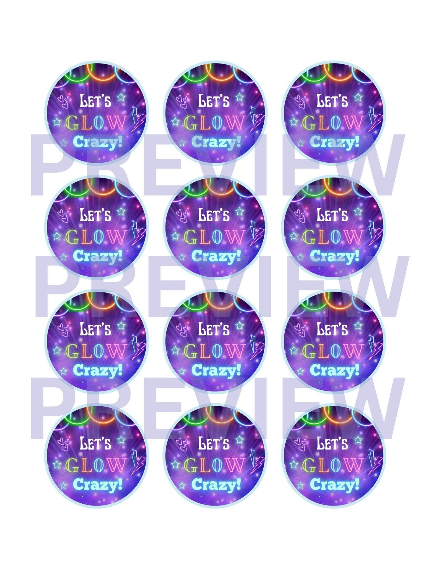 glow party online printables