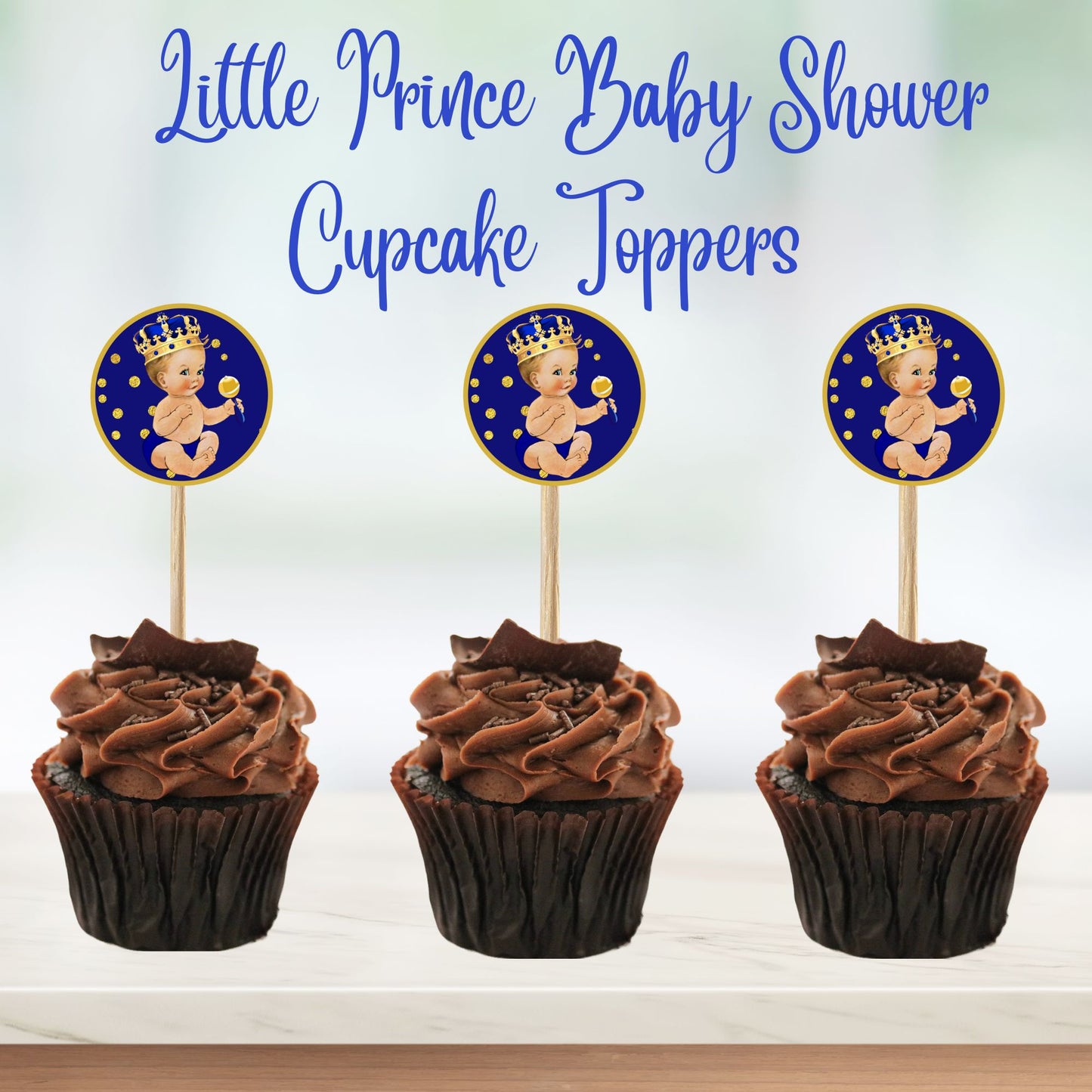 A little Prince Baby Shower Cupcake Toppers - Printable Prince Baby Shower Cupcake Toppers