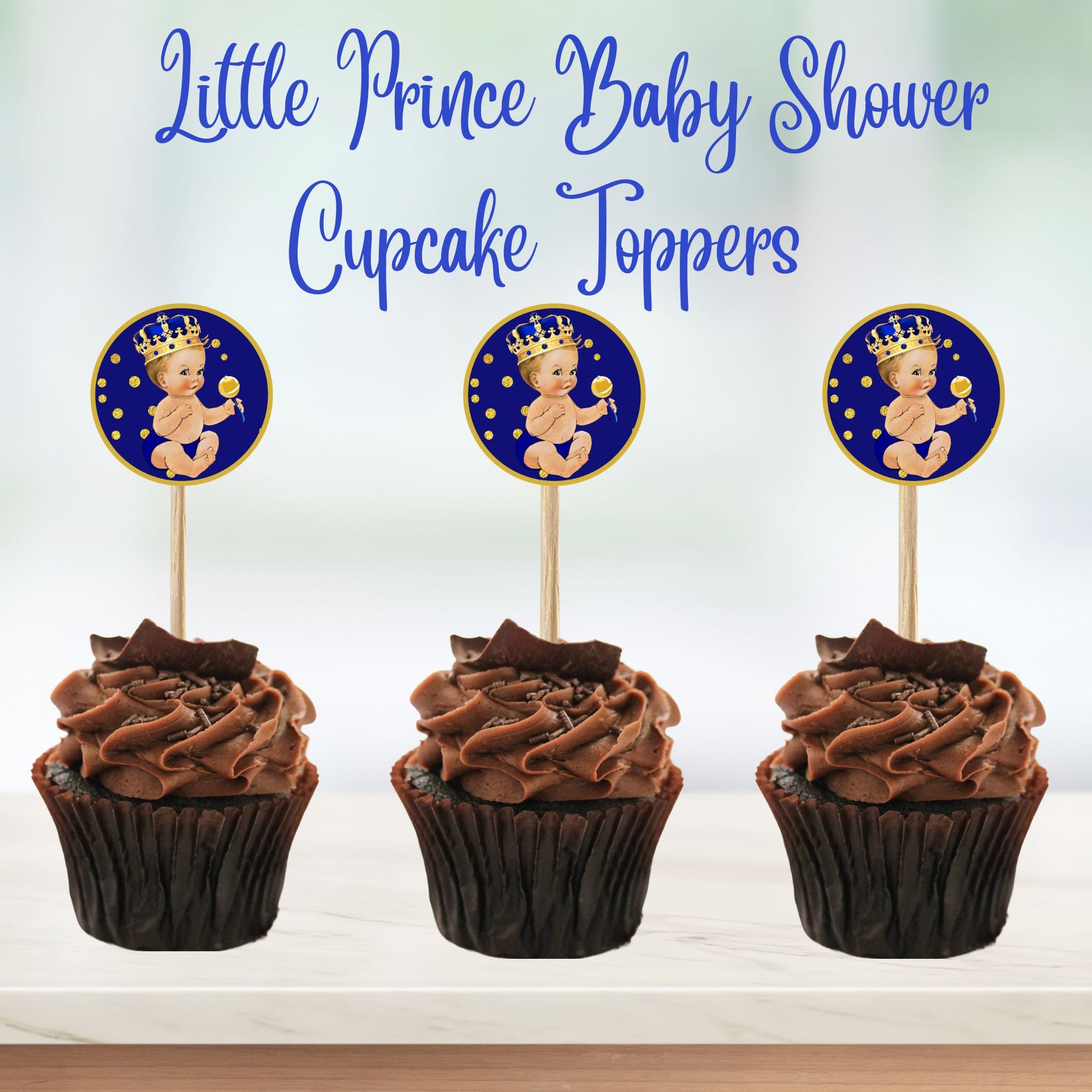 A little Prince Baby Shower Cupcake Toppers - Printable Prince Baby Shower Cupcake Toppers