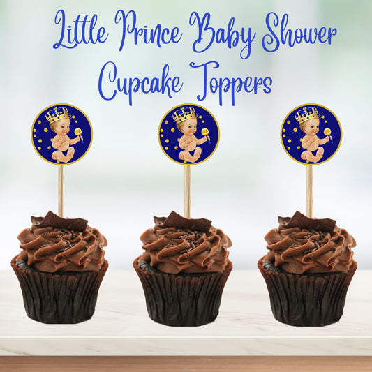 A little Prince Baby Shower Cupcake Toppers - Printable Prince Baby Shower Cupcake Toppers