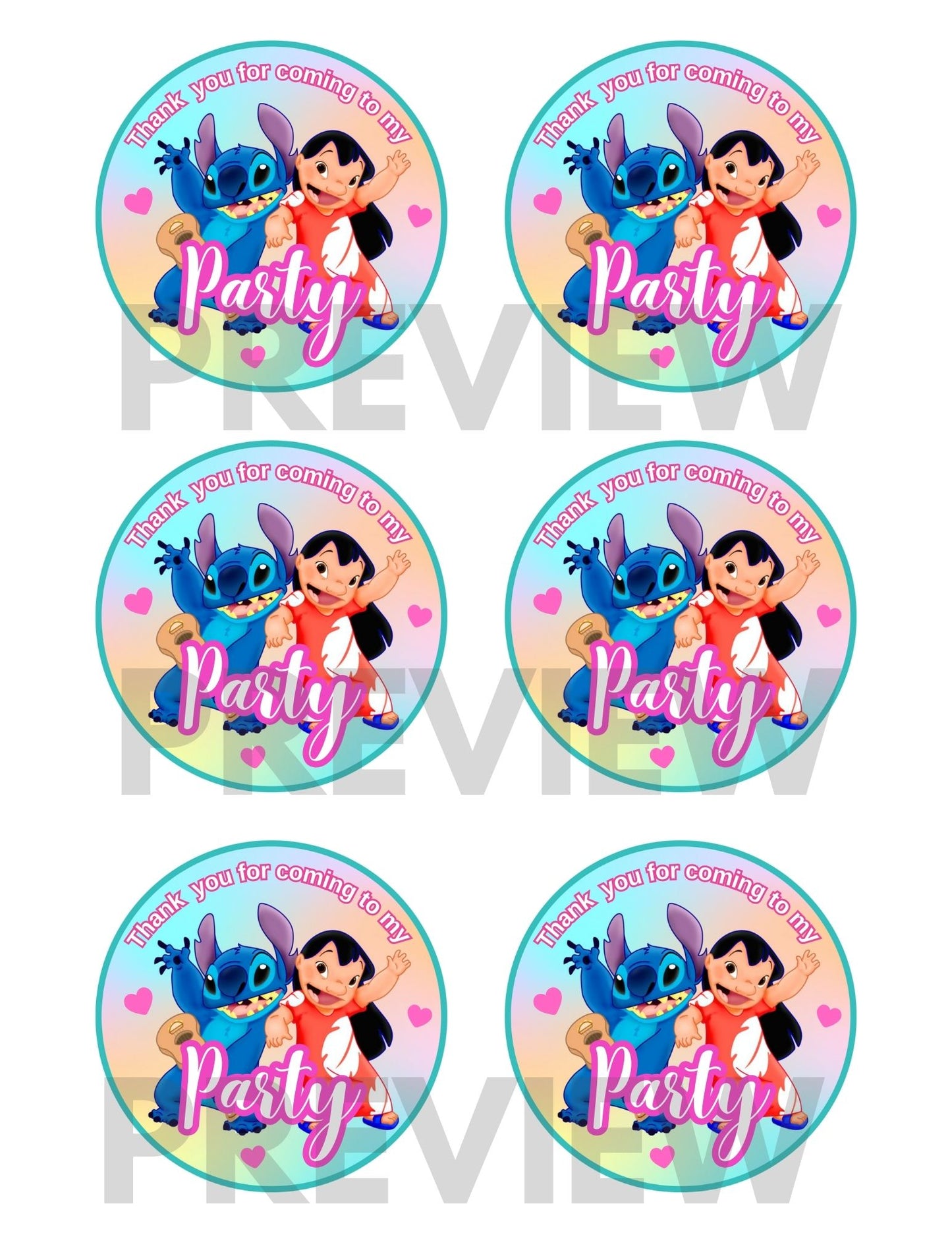 lilo and stitch party stickers tags