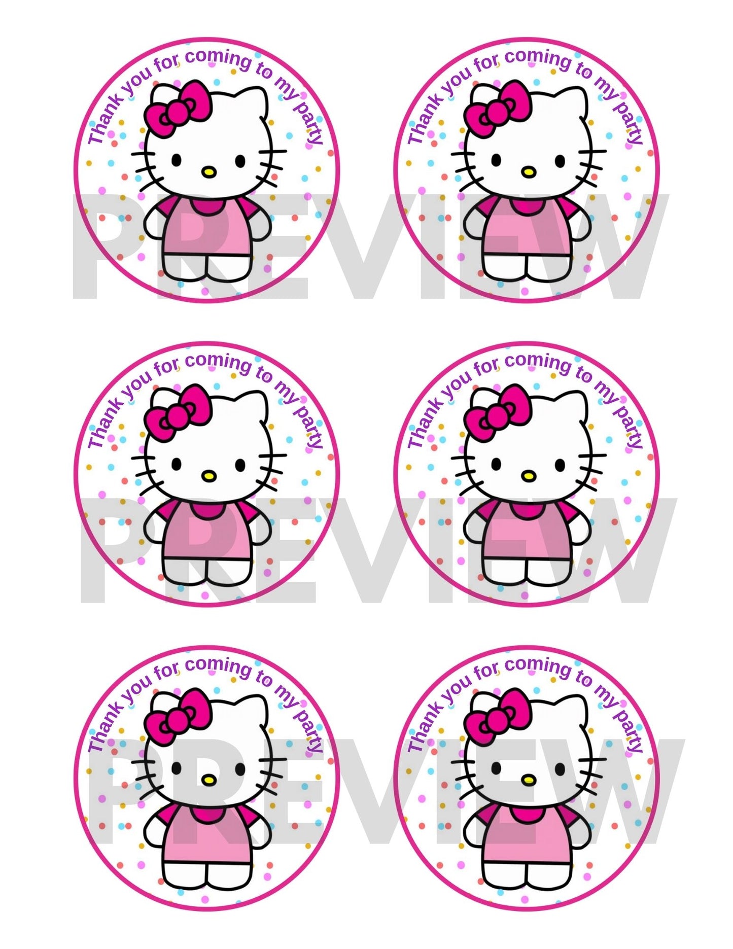 Hello Kitty Party Favor Bag Stickers - Tags - Printable