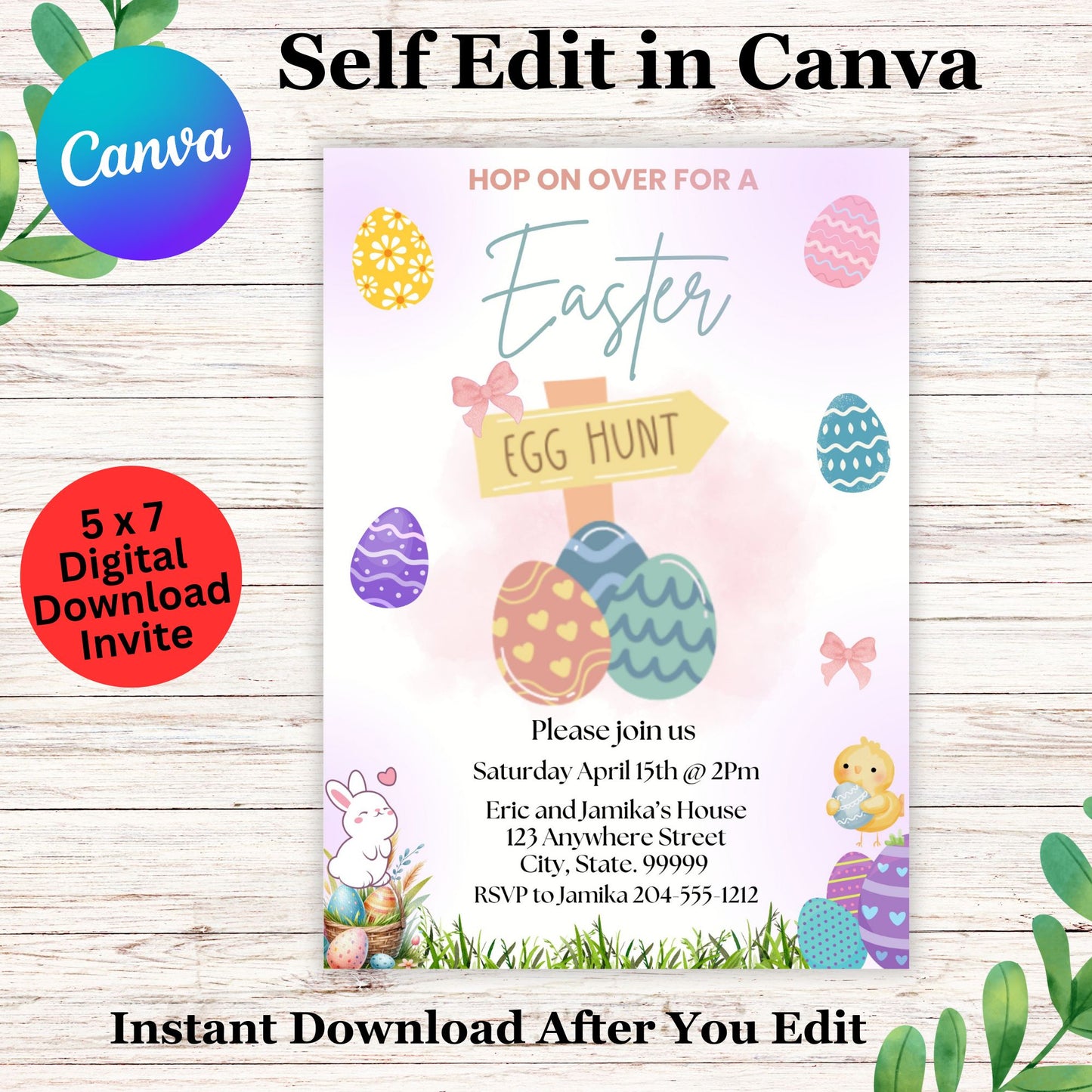 Easter Egg Hunt Party Invitation Template - Printable Easter Egg Hunt Invite
