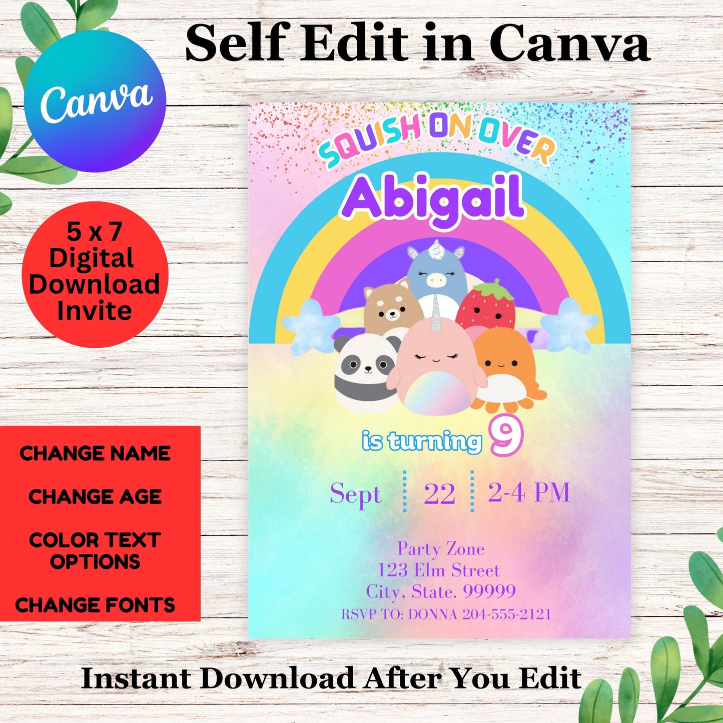 Squishmallow Birthday Invitation - Printable Squishmallow Party Invitation Template