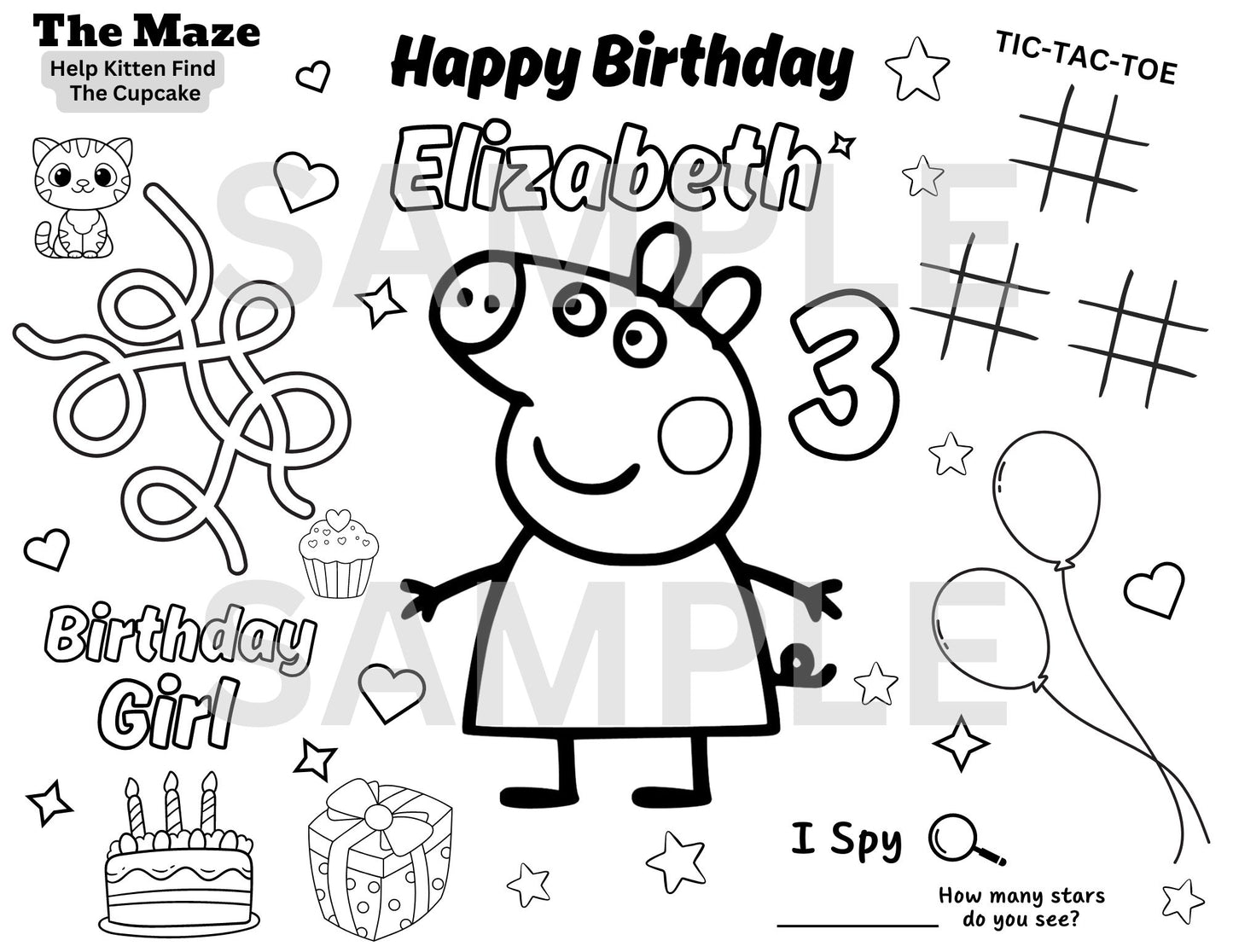 peppa coloring page for birthday