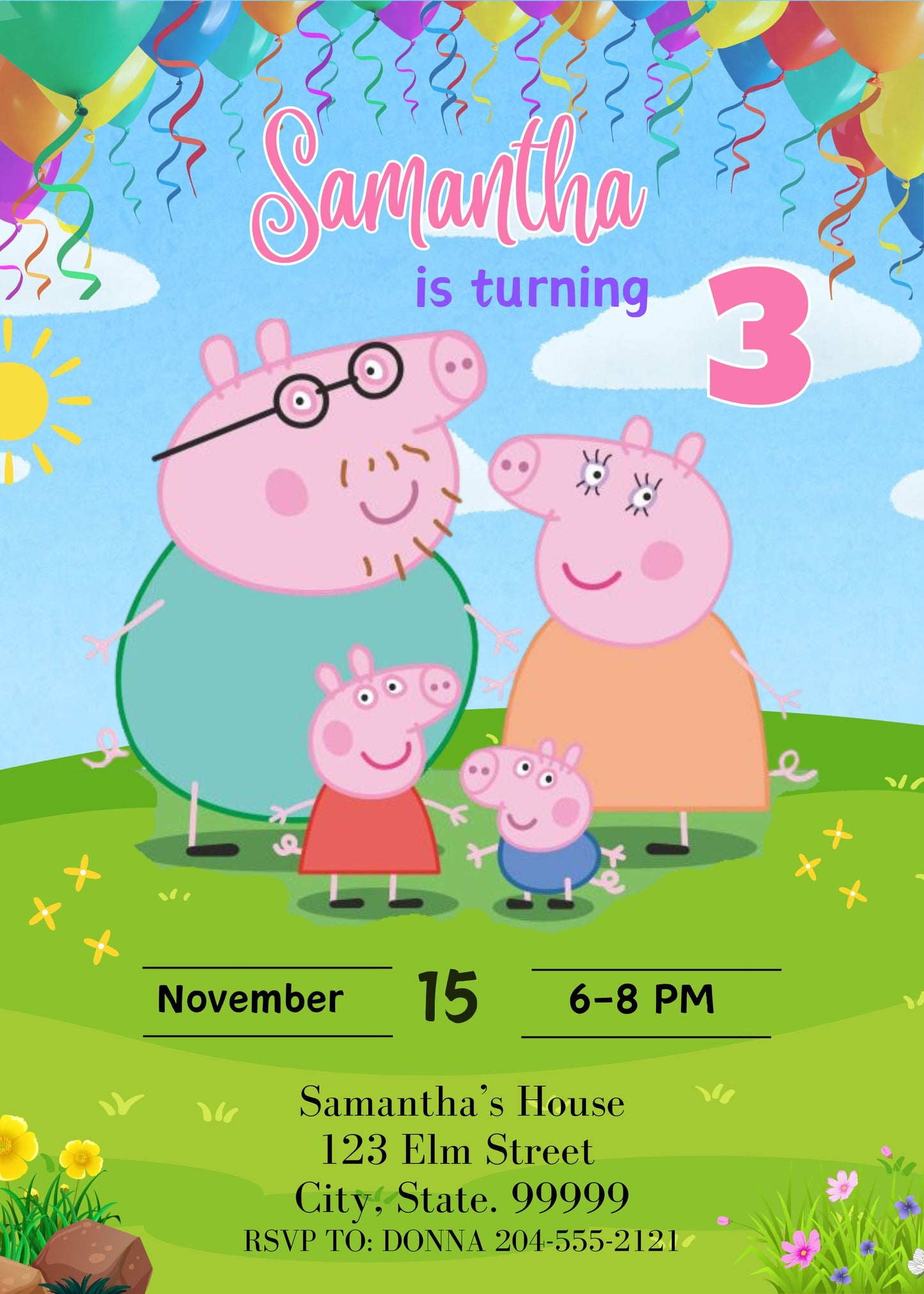 peppa birthday invitation to print