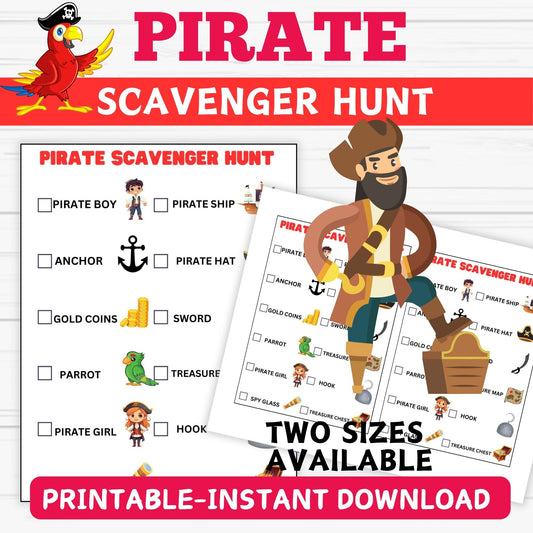 Pirate Scavenger Hunt for Kids- Pirate Activity Printable