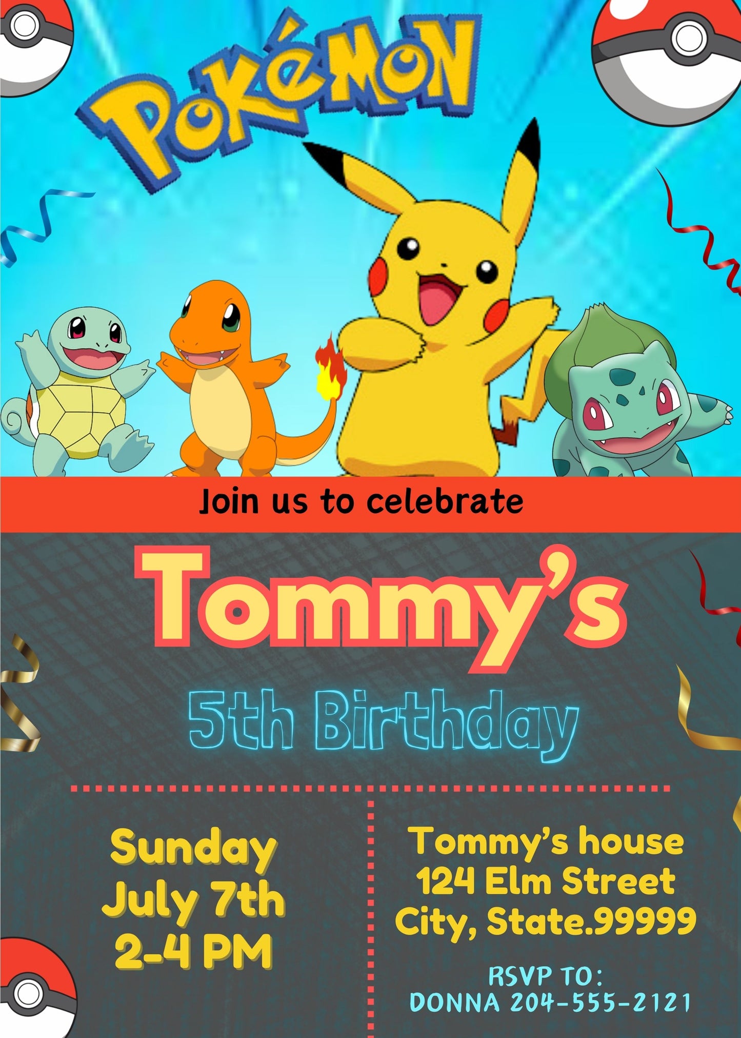 pokemon birthday invitation template