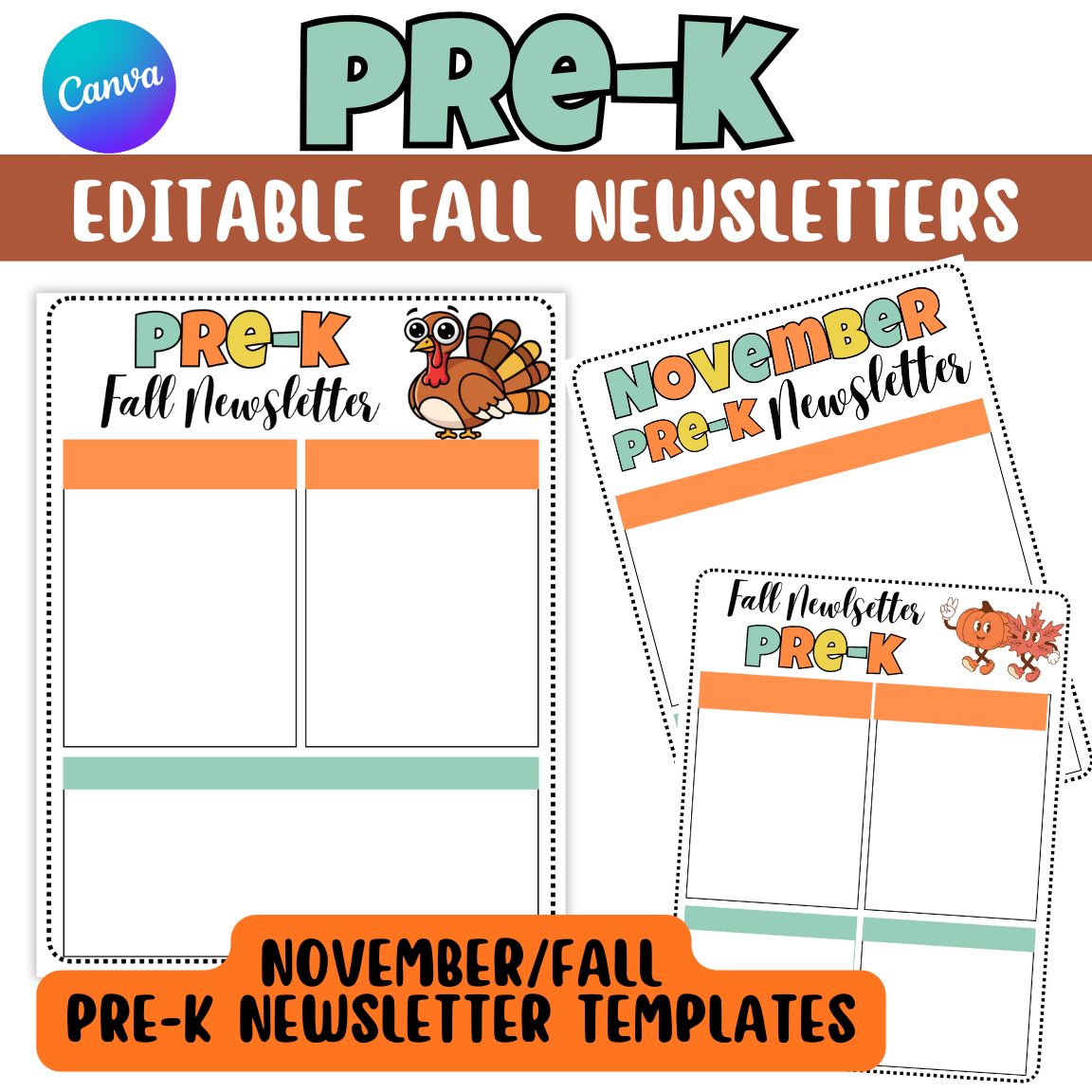 Editable Pre-k November Newsletter Template for Teacher Communication