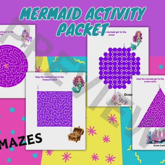 mermaid activity printable, mermaid printable games, mermaid word search, mermaid birthday party ideas