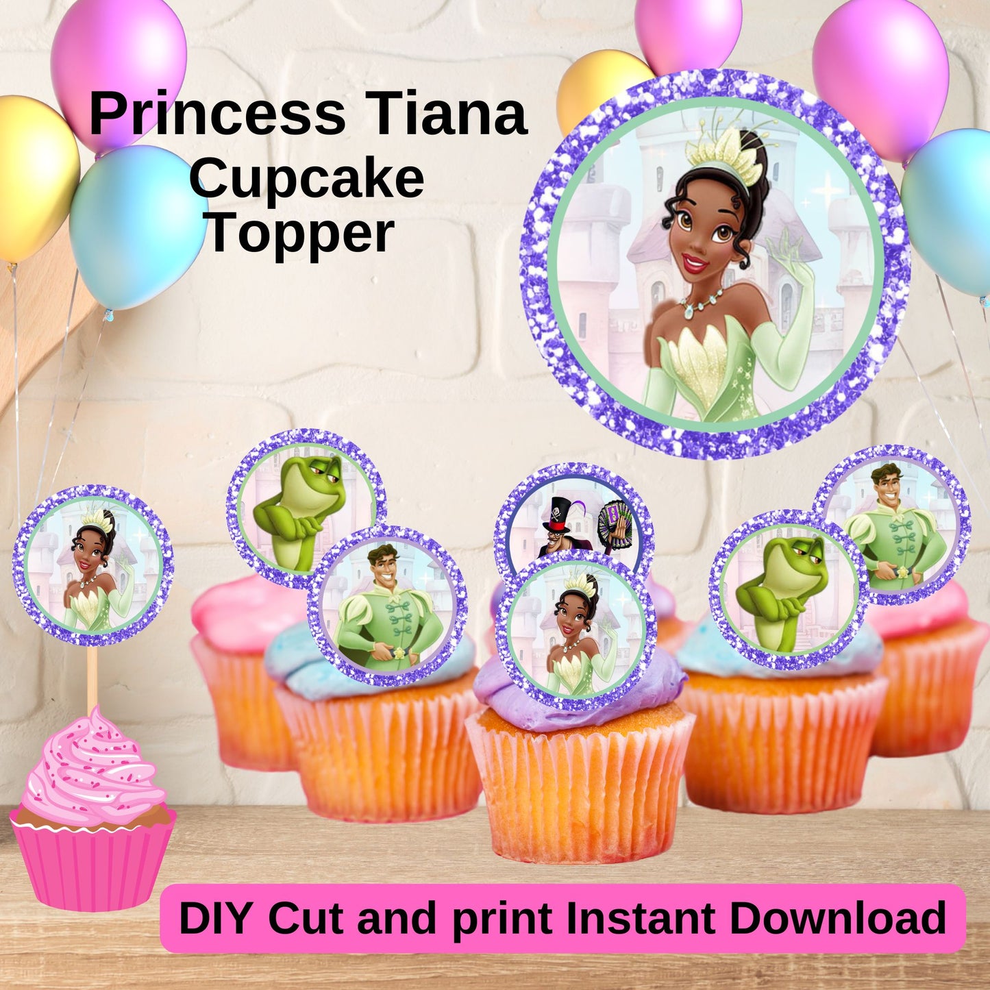 Tiana Cupcake Toppers - Princess Tiana Cupcake Topper Online Printable