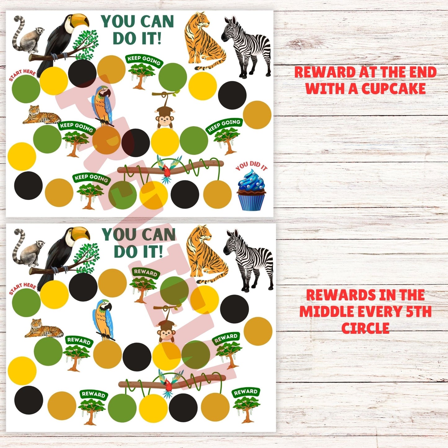 kids animal reward charts