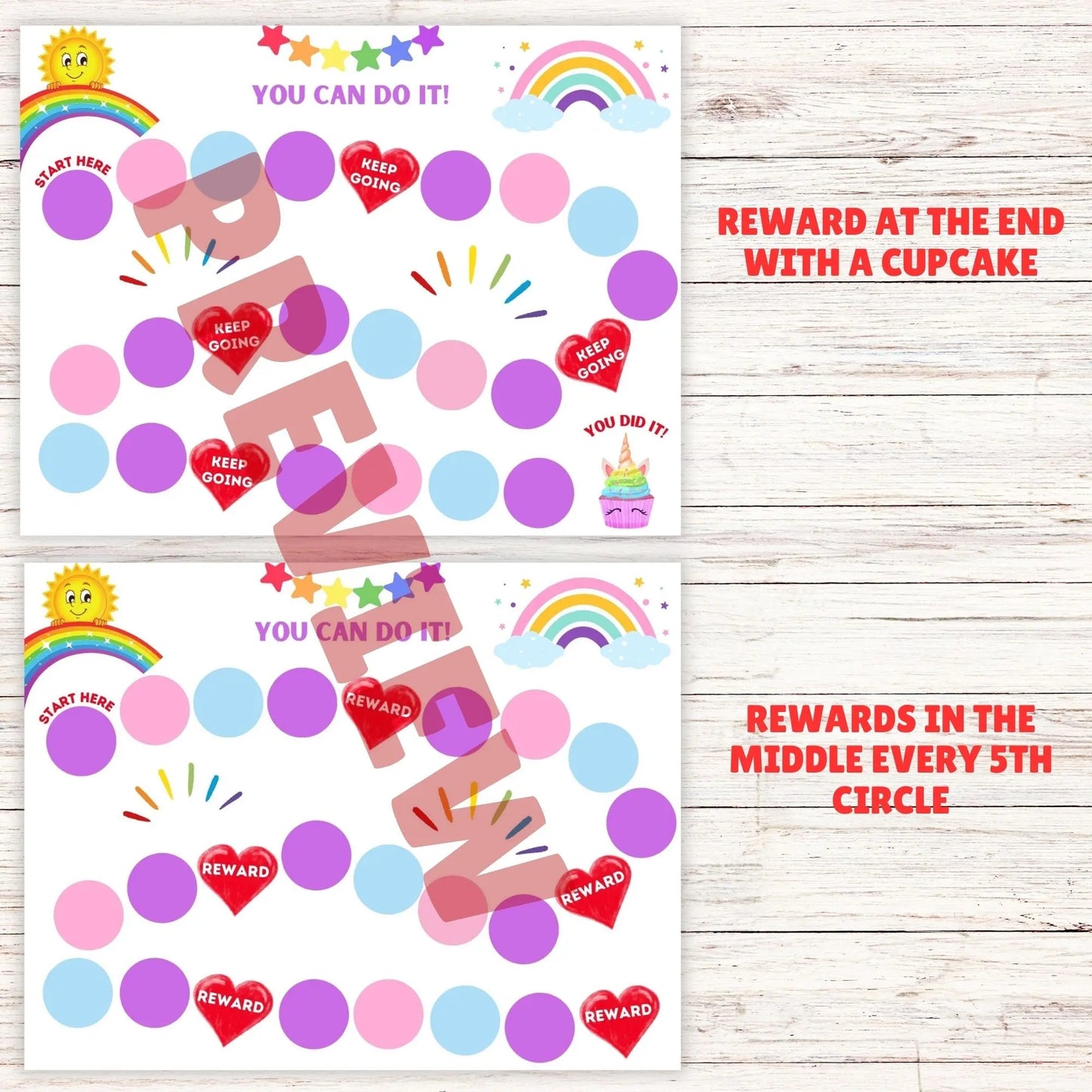 Potty training sticker chart
Non-editable reward system