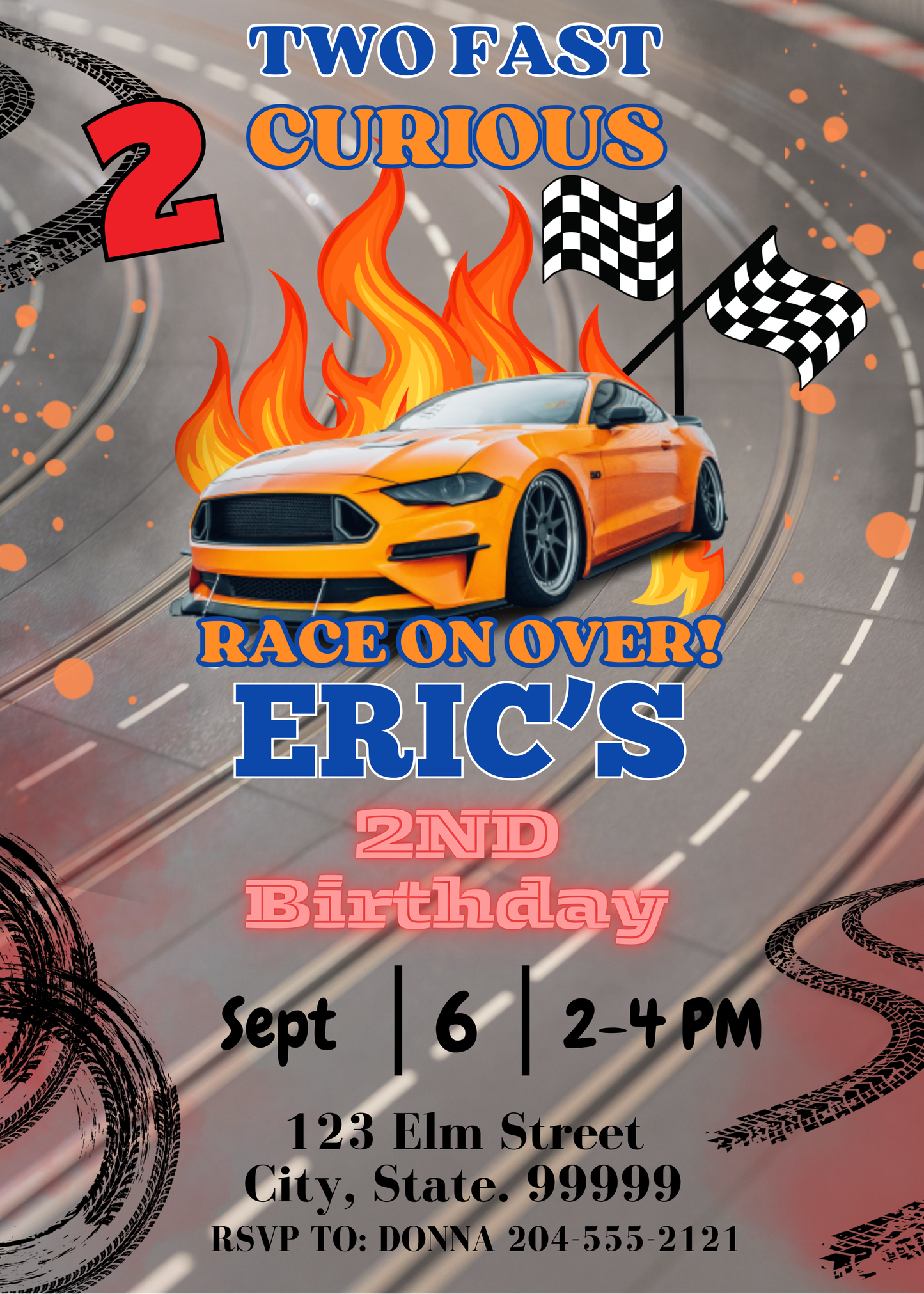 racing birthday invitation party invite