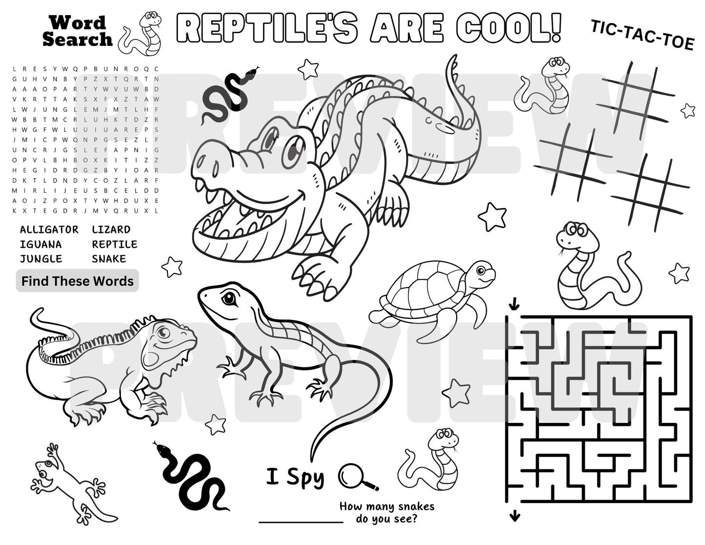 alligator reptile coloring activity sheet