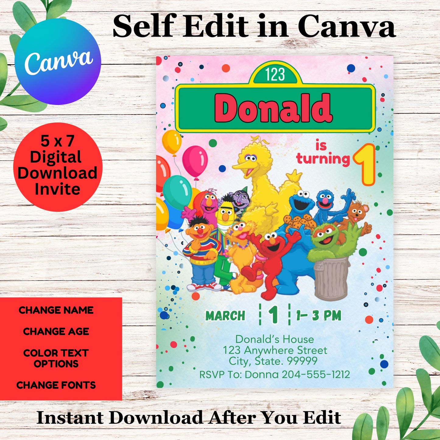 Sesame Street Birthday Invitation Template - Kids Sesame Street Birthday Party