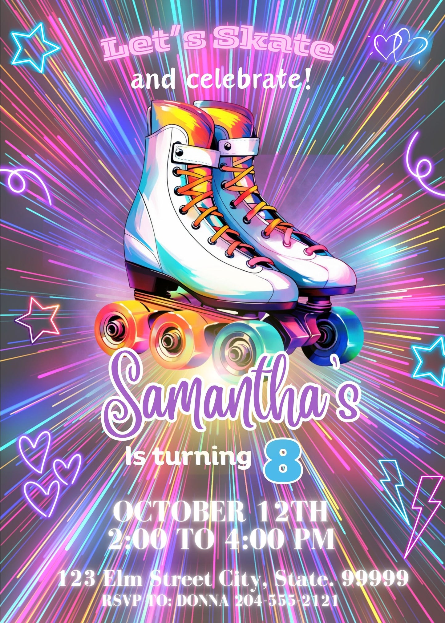 roller skating birthday invite template