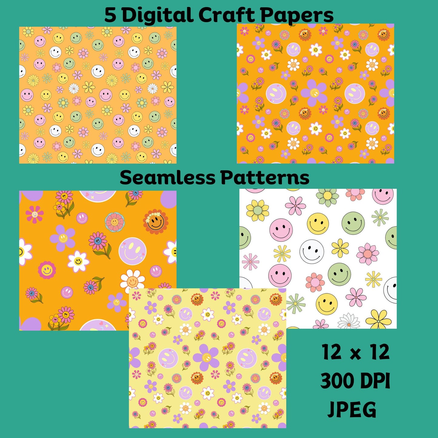 retro smiley faces, smiley face craft paper