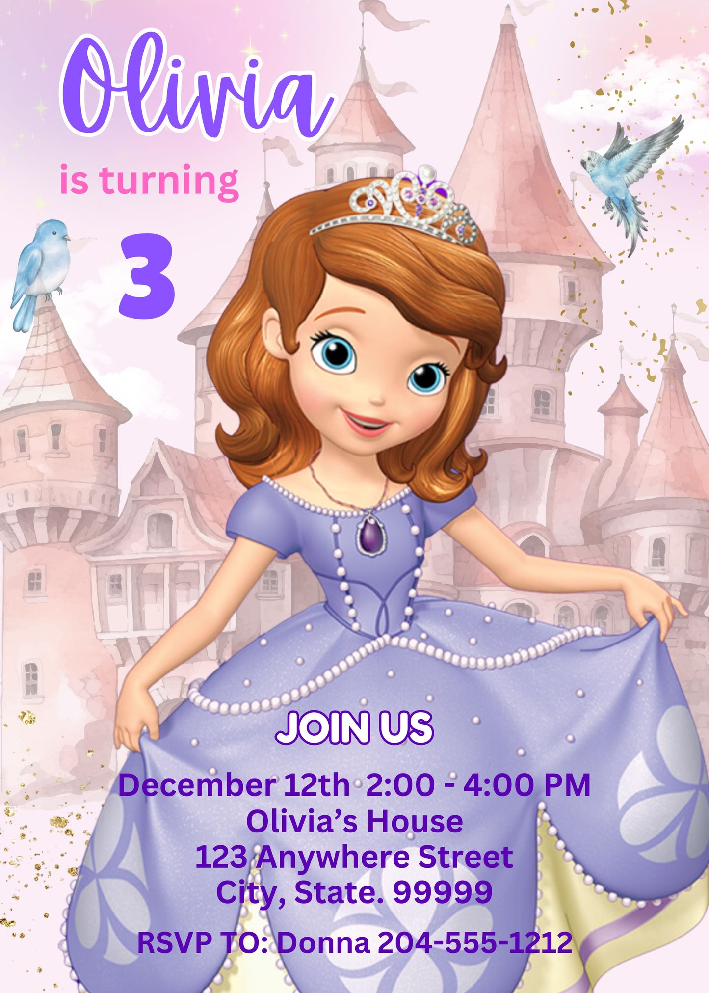 princess sofia birthday invite online