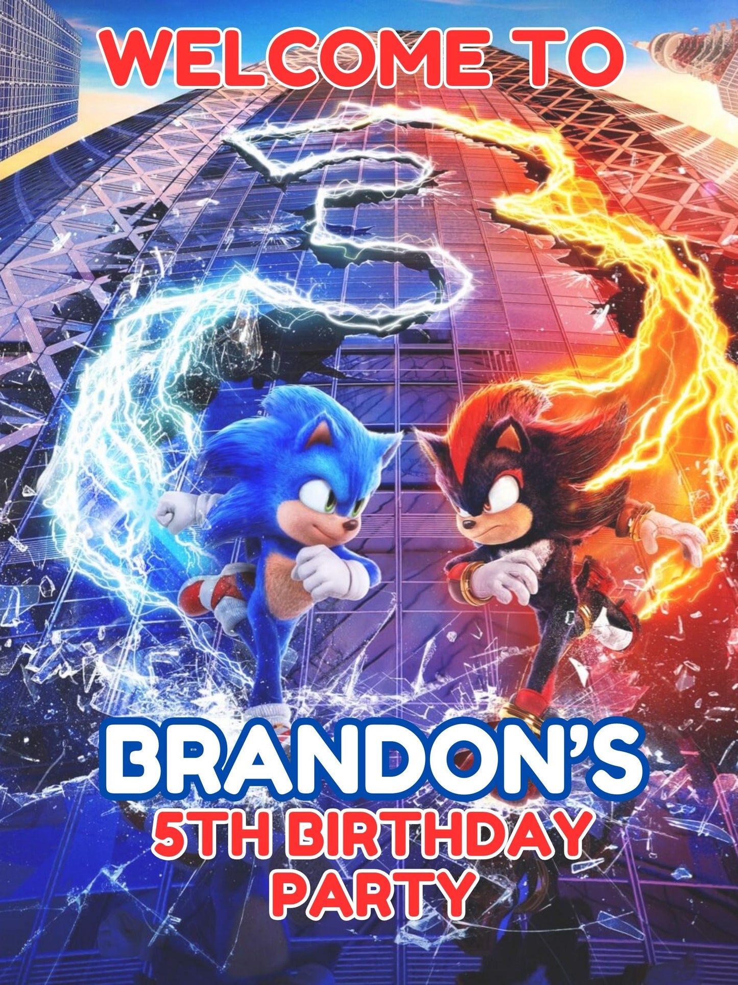 boys sonic birthday party welcome poster sign