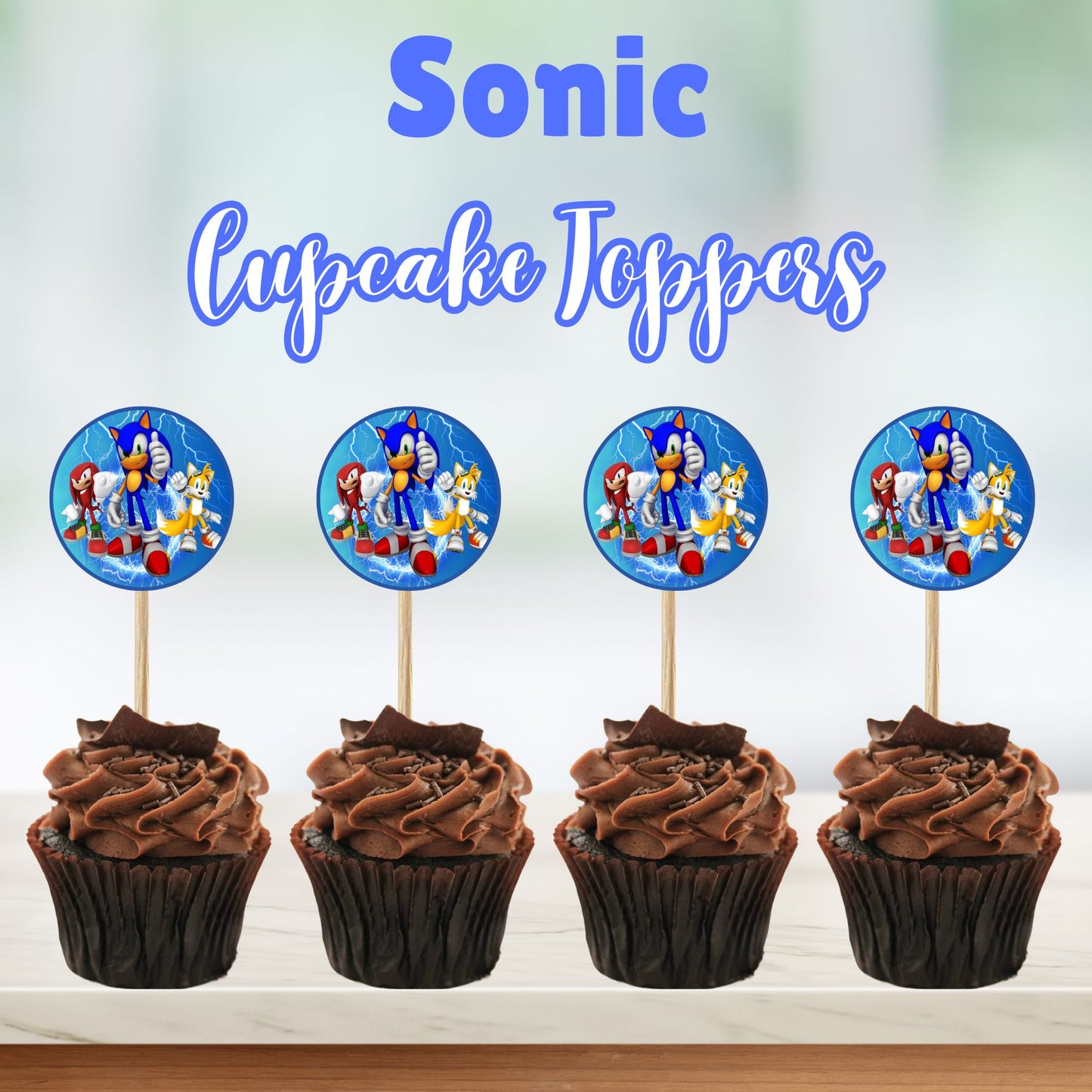 Sonic the Hedgehog Cupcake Toppers - Printable Sonic Cupcake Toppers