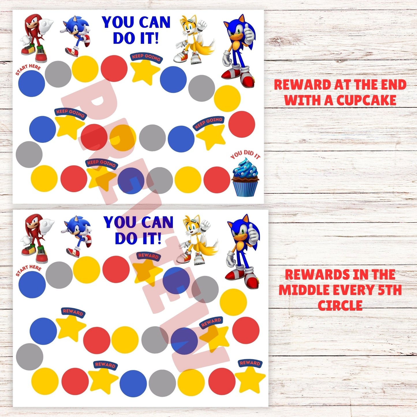 boys sonic behavior reward chart