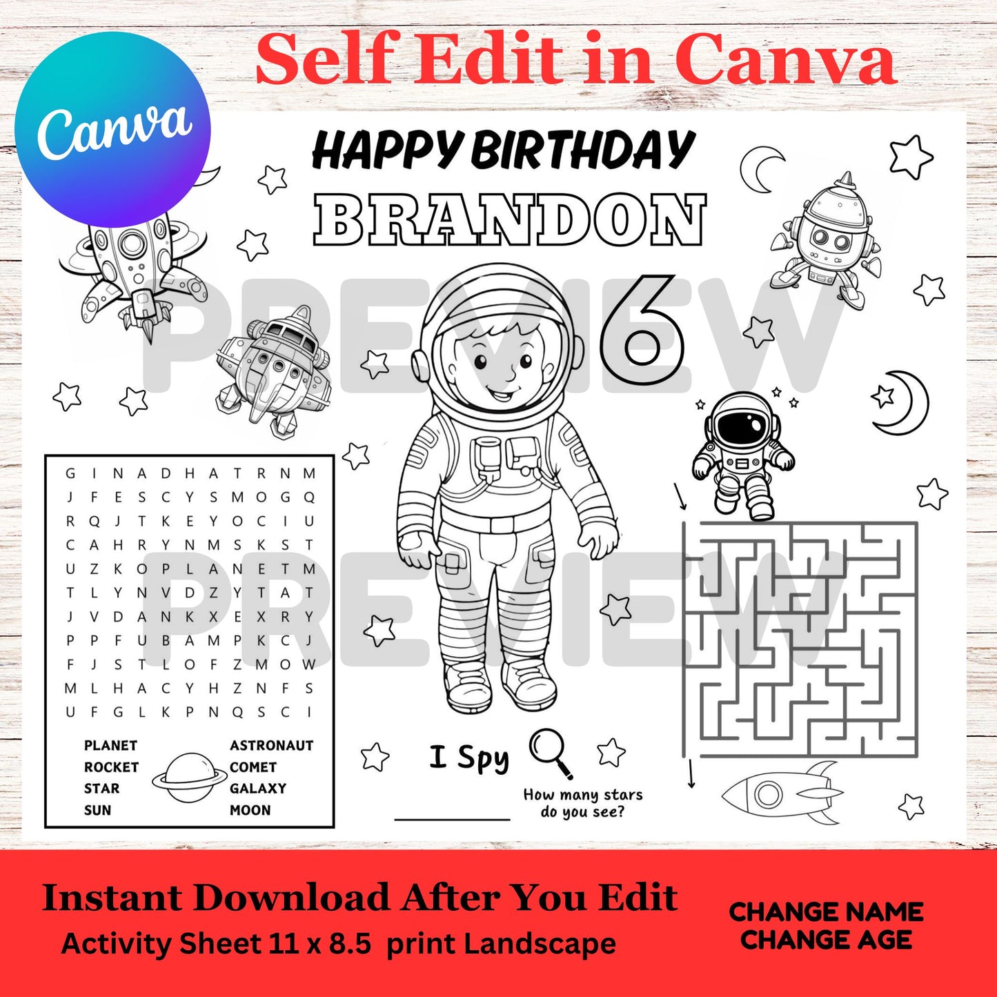 Space Birthday Party Activity Sheet for Kids - Space Birthday Sheet Template