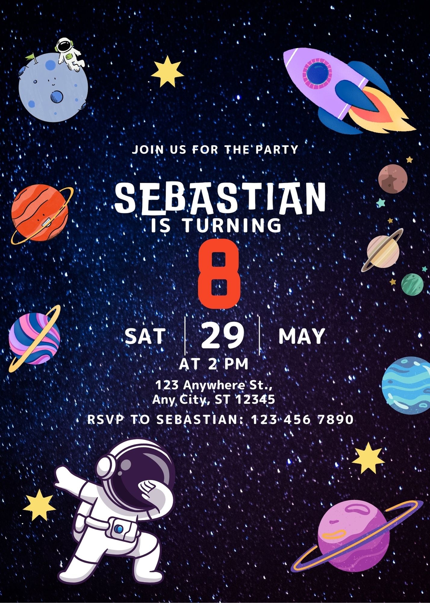 outer space birthday invitations