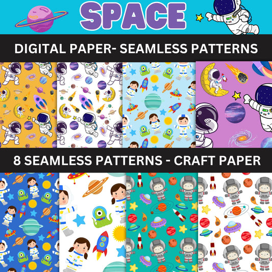 Space Seamless Pattern- Space Scrapbook Paper- Printable Download