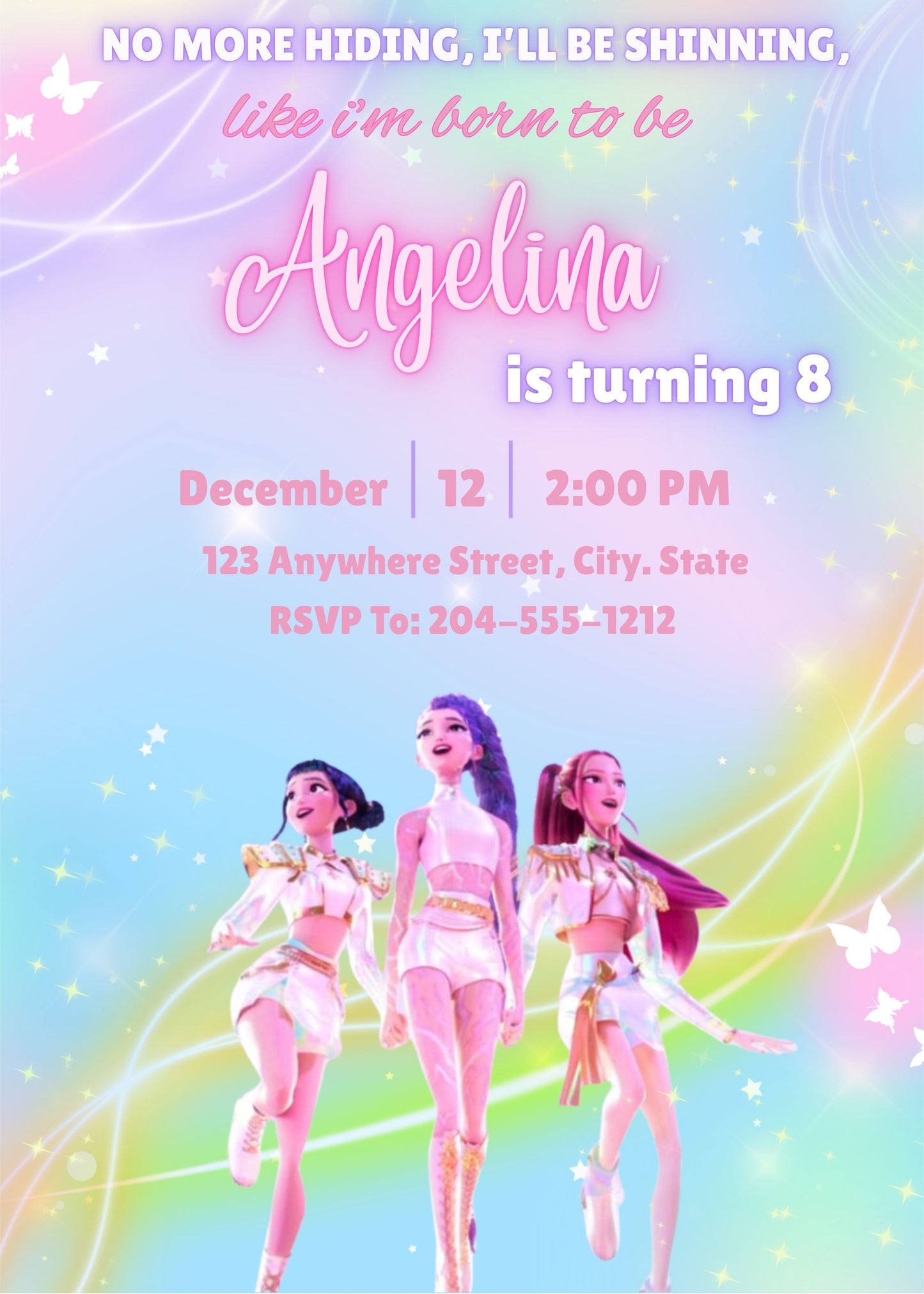 pastel kpop birthday invitation