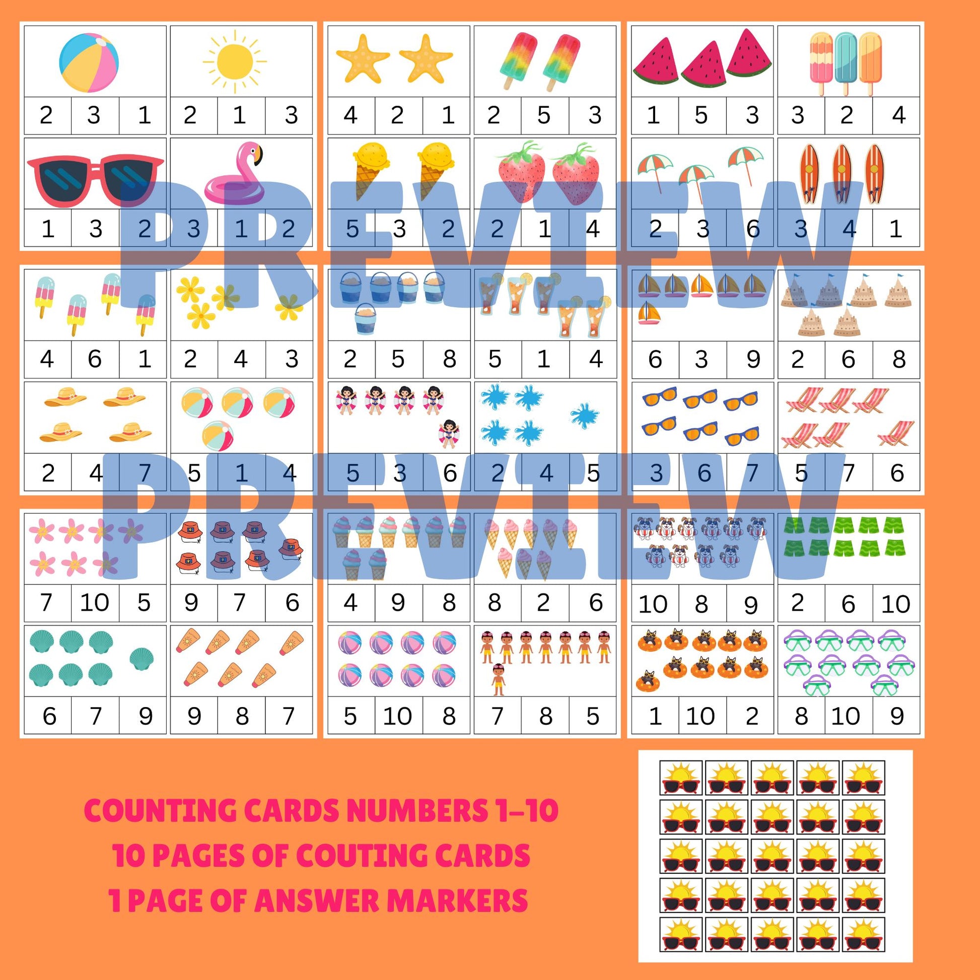 student summer clip cards printable