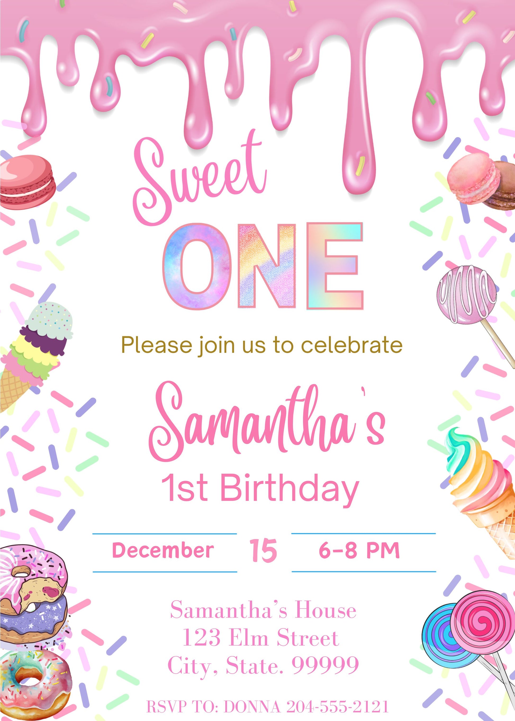 girls 1st birthday invitation template