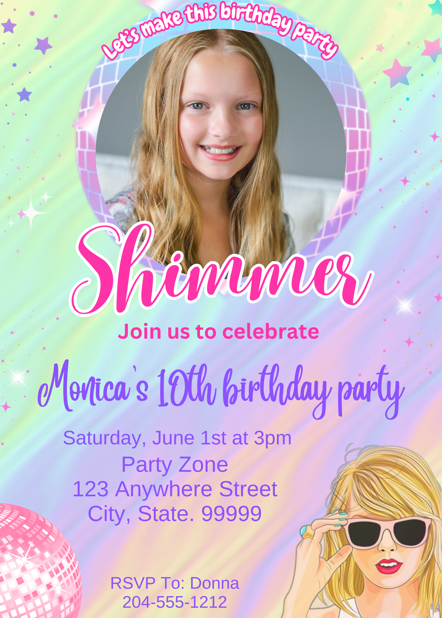 taylor swift birthday invite