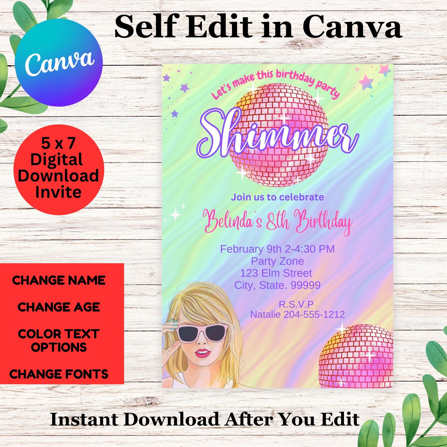 Editable Bejeweled Birthday Invitation | Taylor Swift Midnights Party Invite | In My Birthday Era | Instant Digital Download