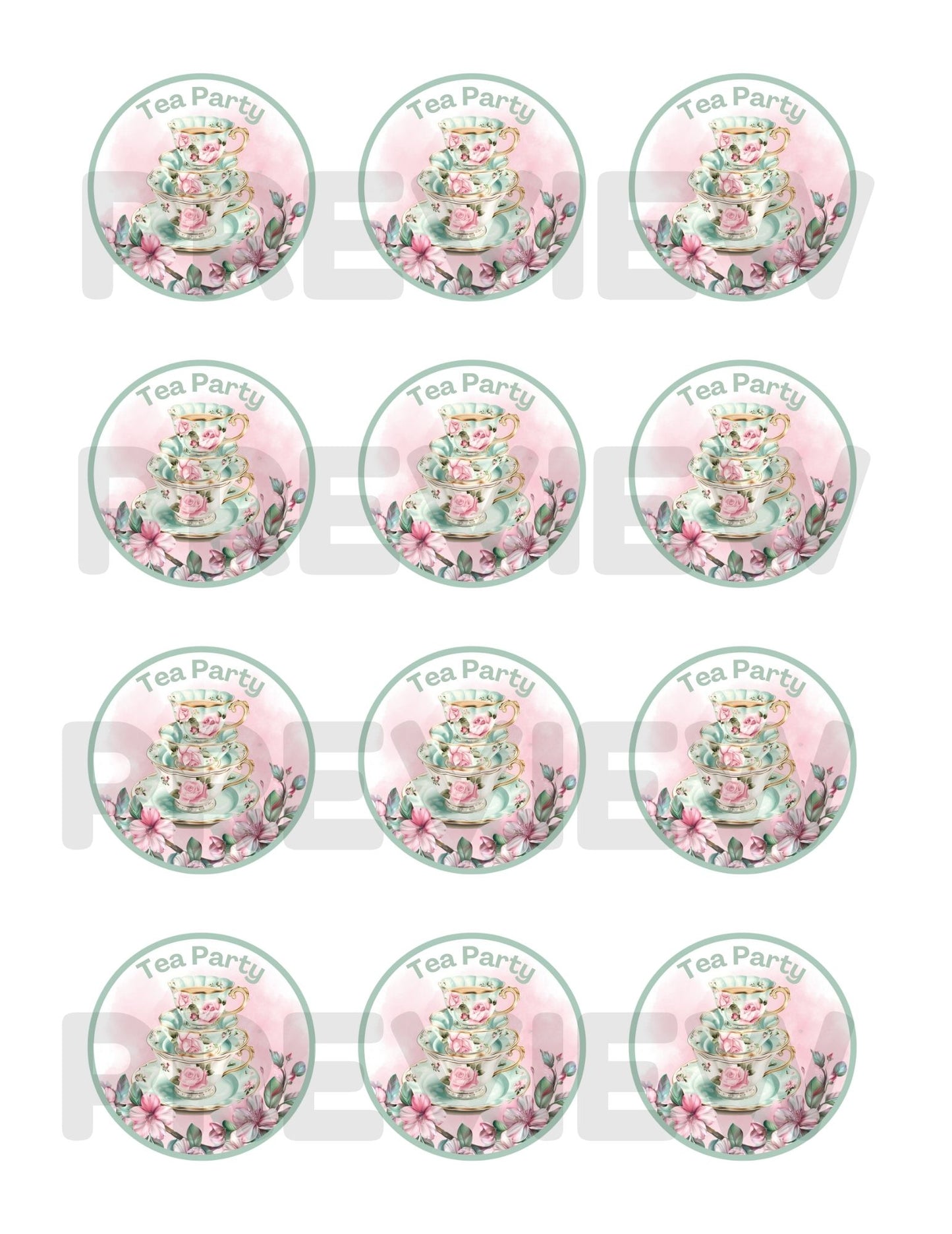 cute cupcake tea party toppers