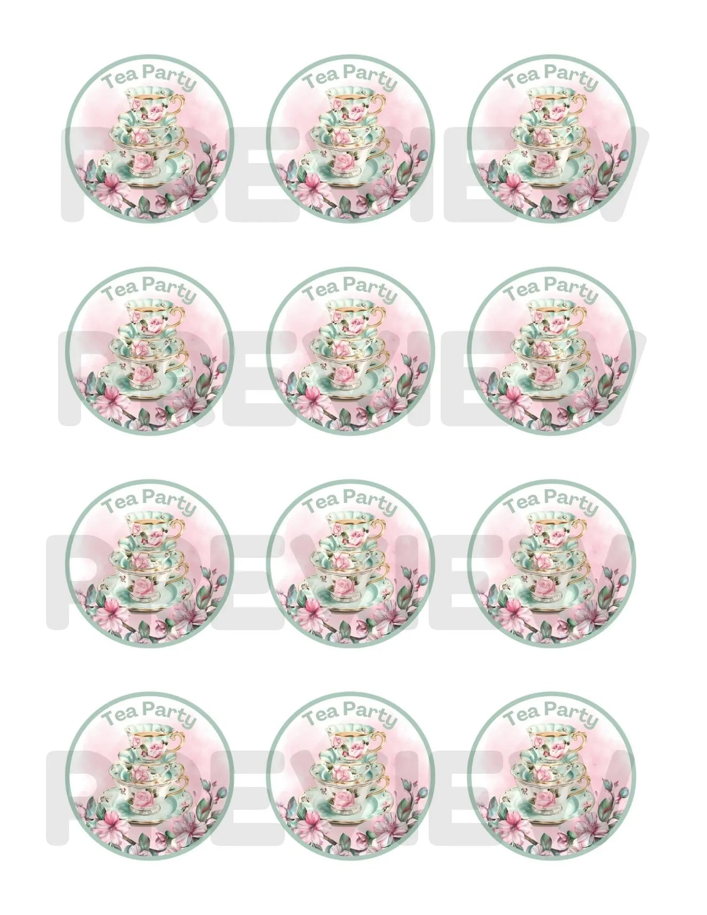 cute cupcake tea party toppers