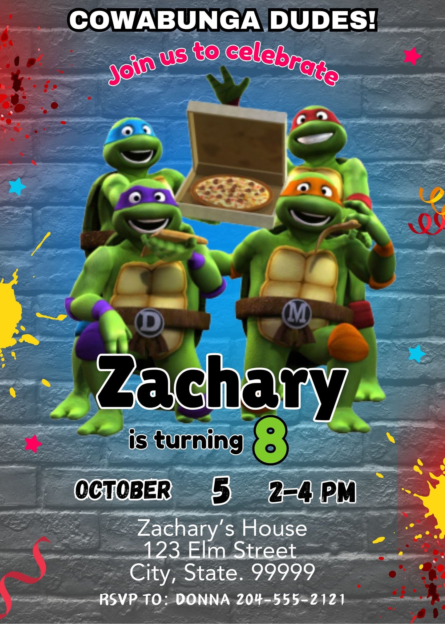 teenage mutant ninja turtles invite