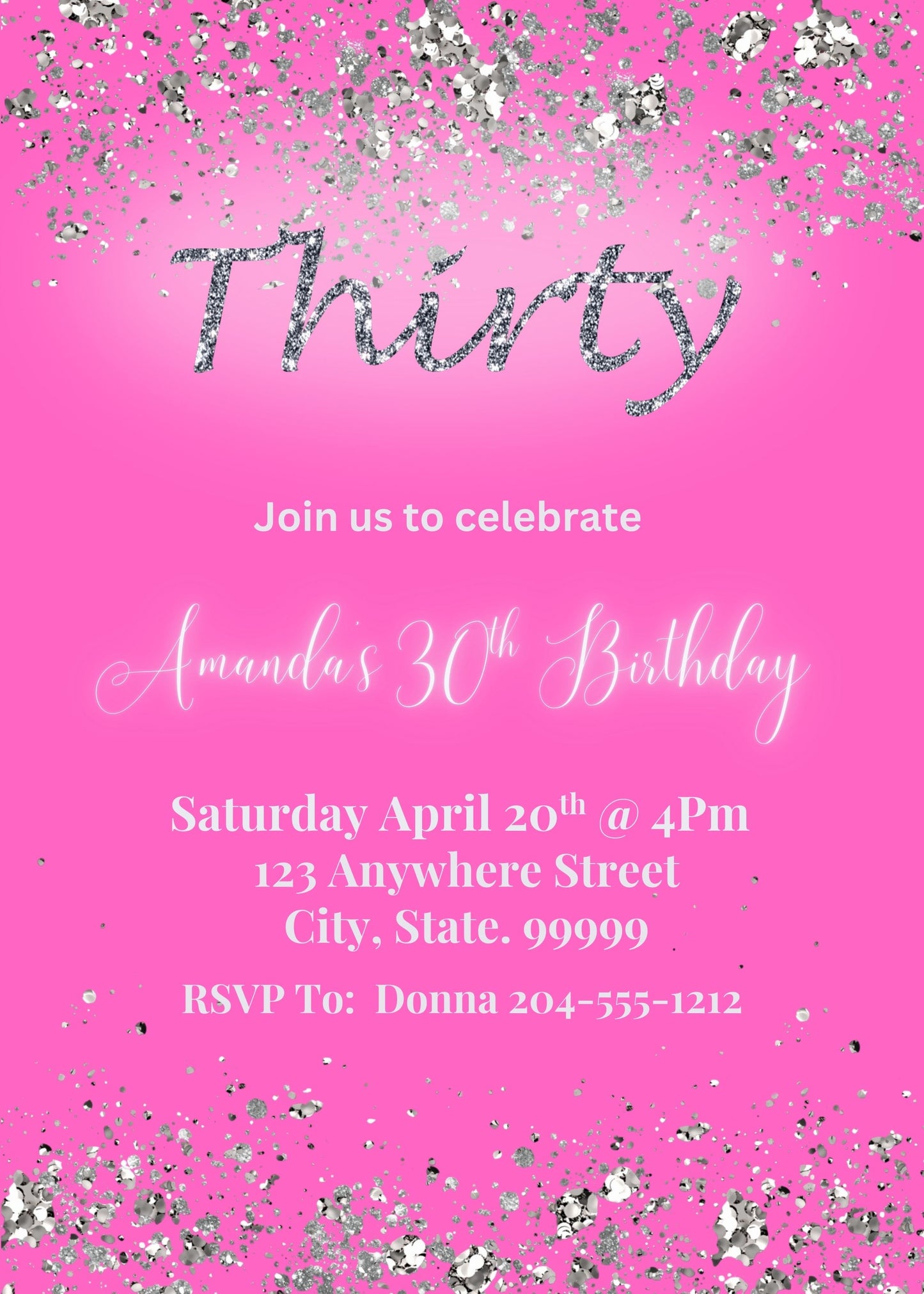 cute girls 30th birthday invitation template