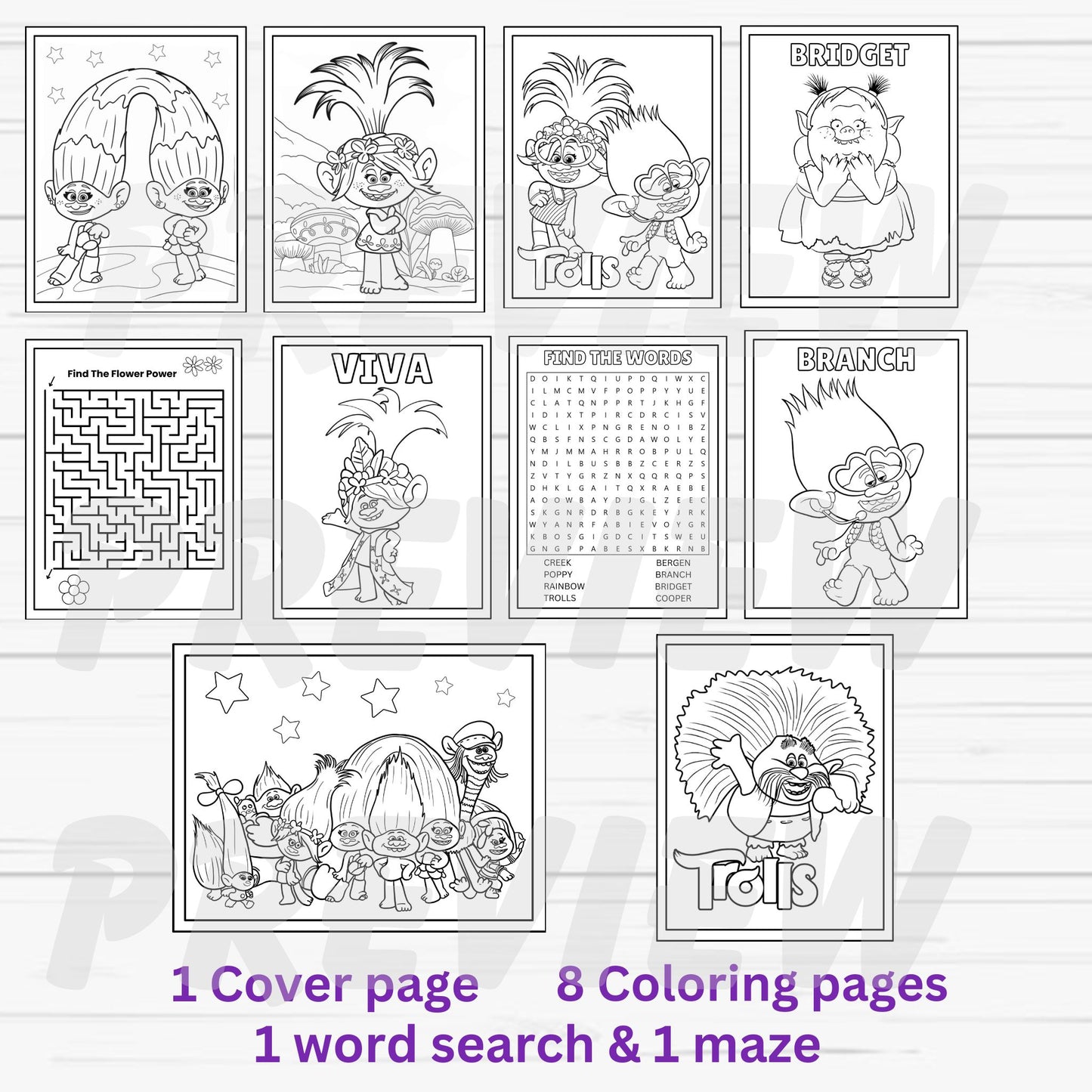 trolls coloring page