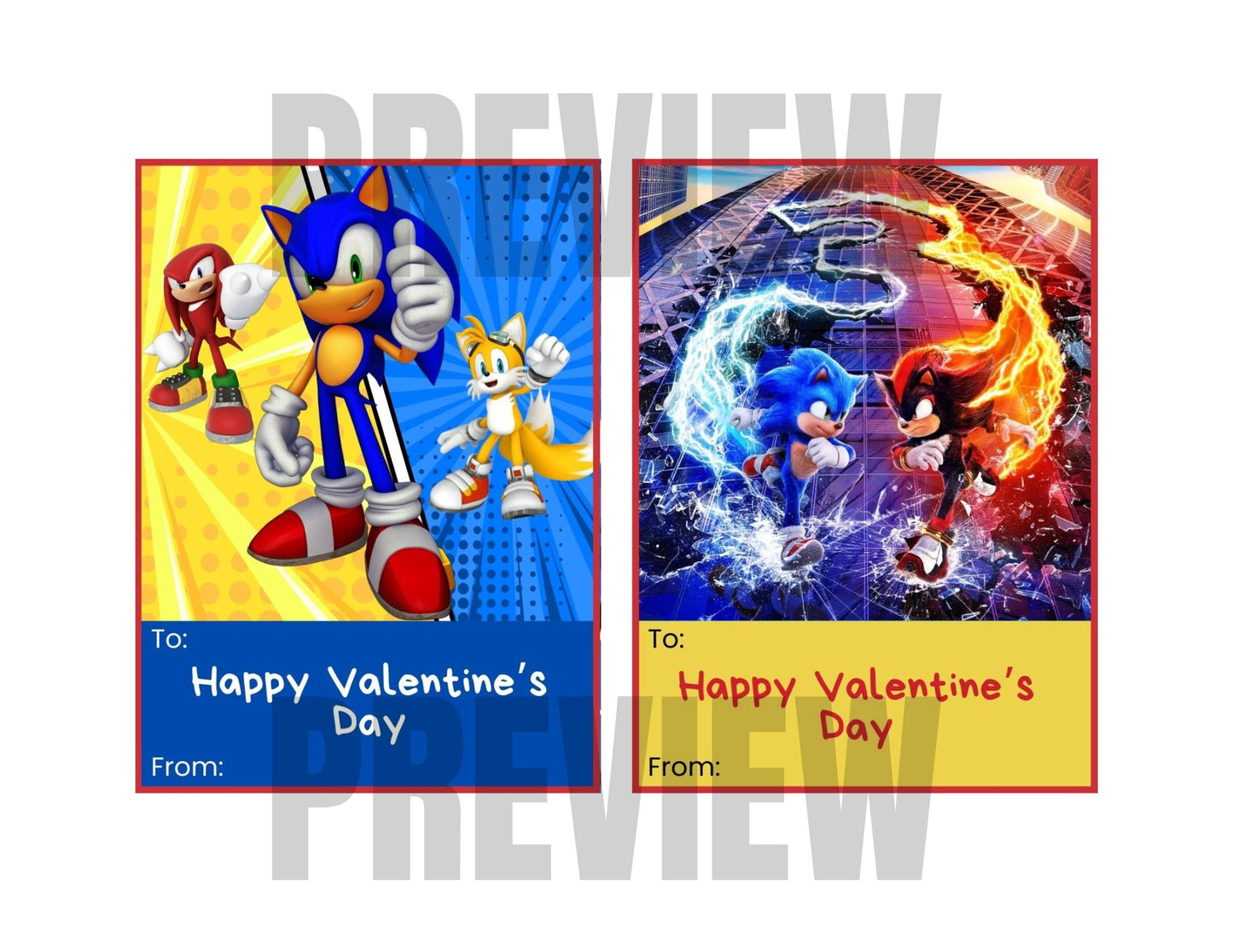 kids sonic hedgehog valentines day card ideas