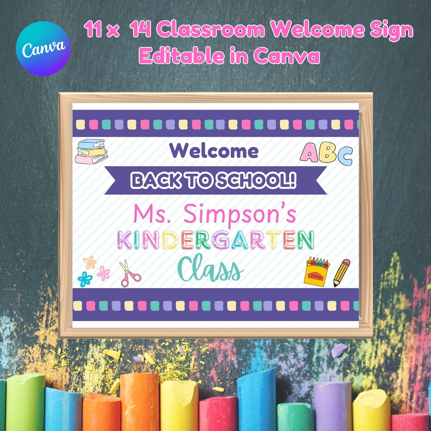 Teacher Welcome Back to School Poster - Editable Teacher Door Sign in Canva