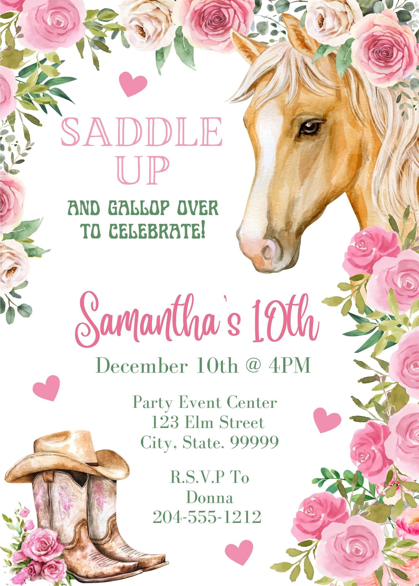 horse birthday invitation printable