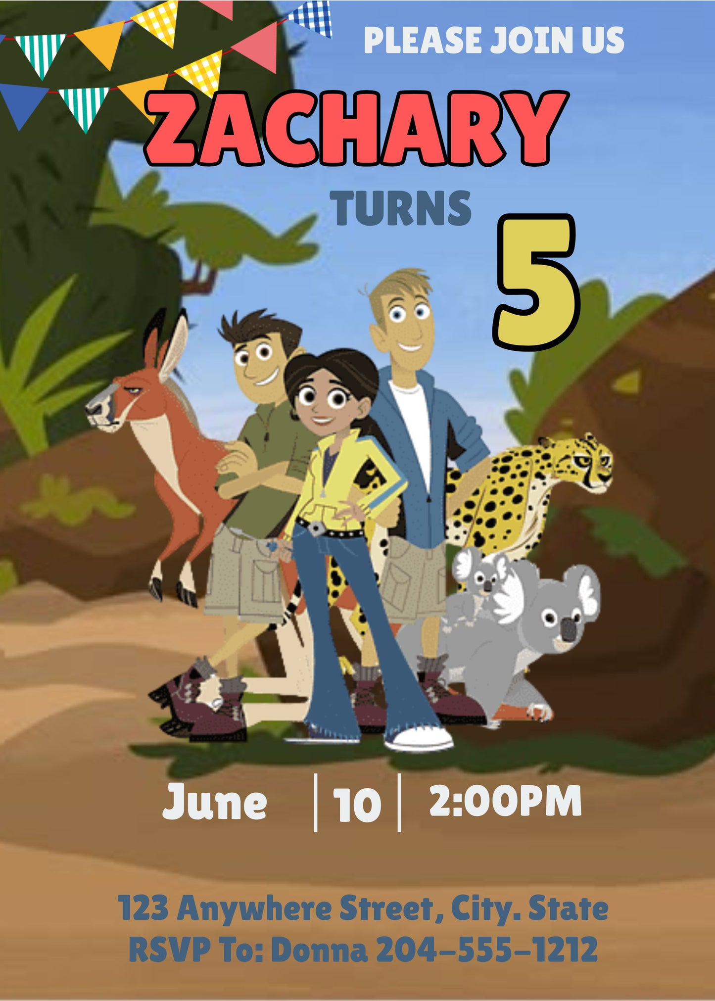 kids wild kratts birthday invitation printable