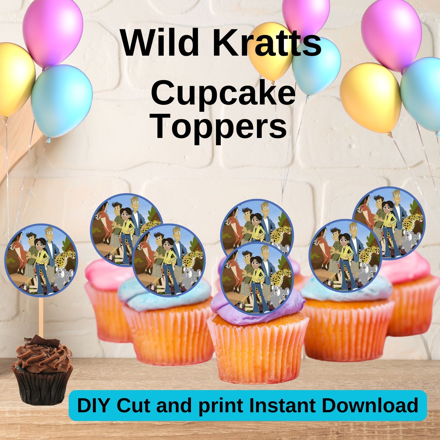 Wild Kratts Birthday Cupcake Toppers - Printable Wild Kratts Birthday Cupcake Toppers