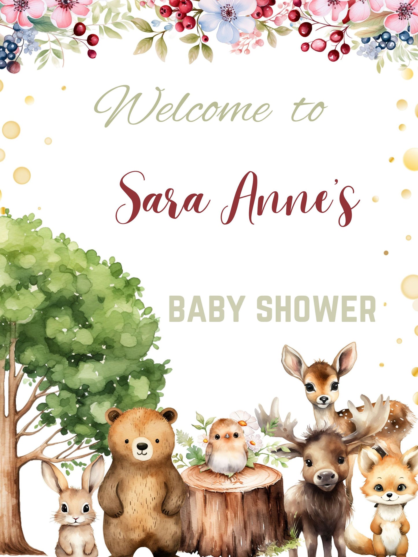 woodland rustic party welcome sign