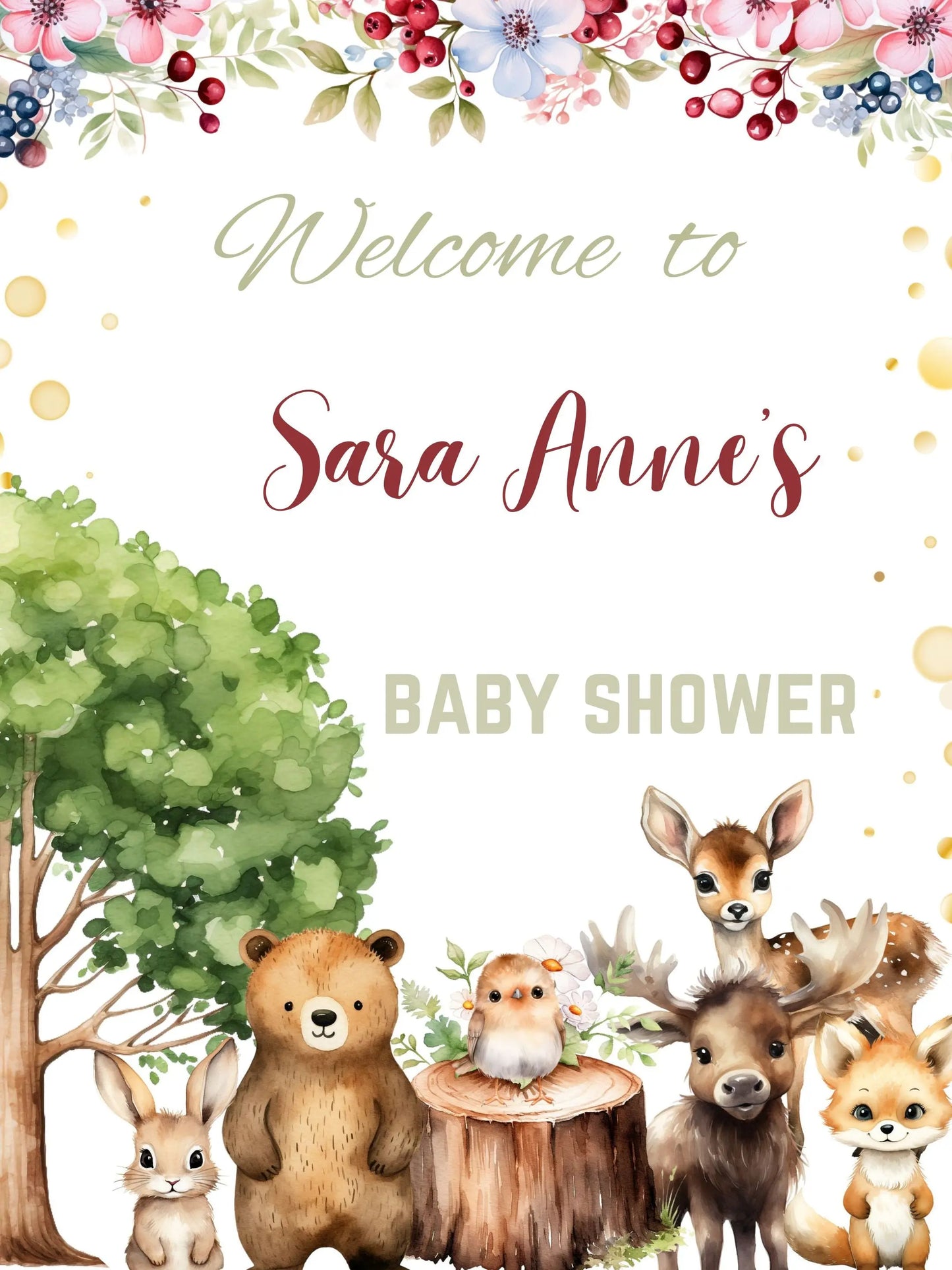woodland rustic party welcome sign