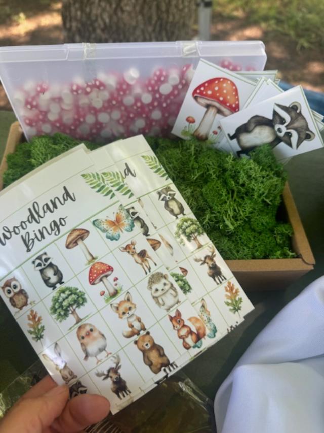 woodland baby shower bingo game
