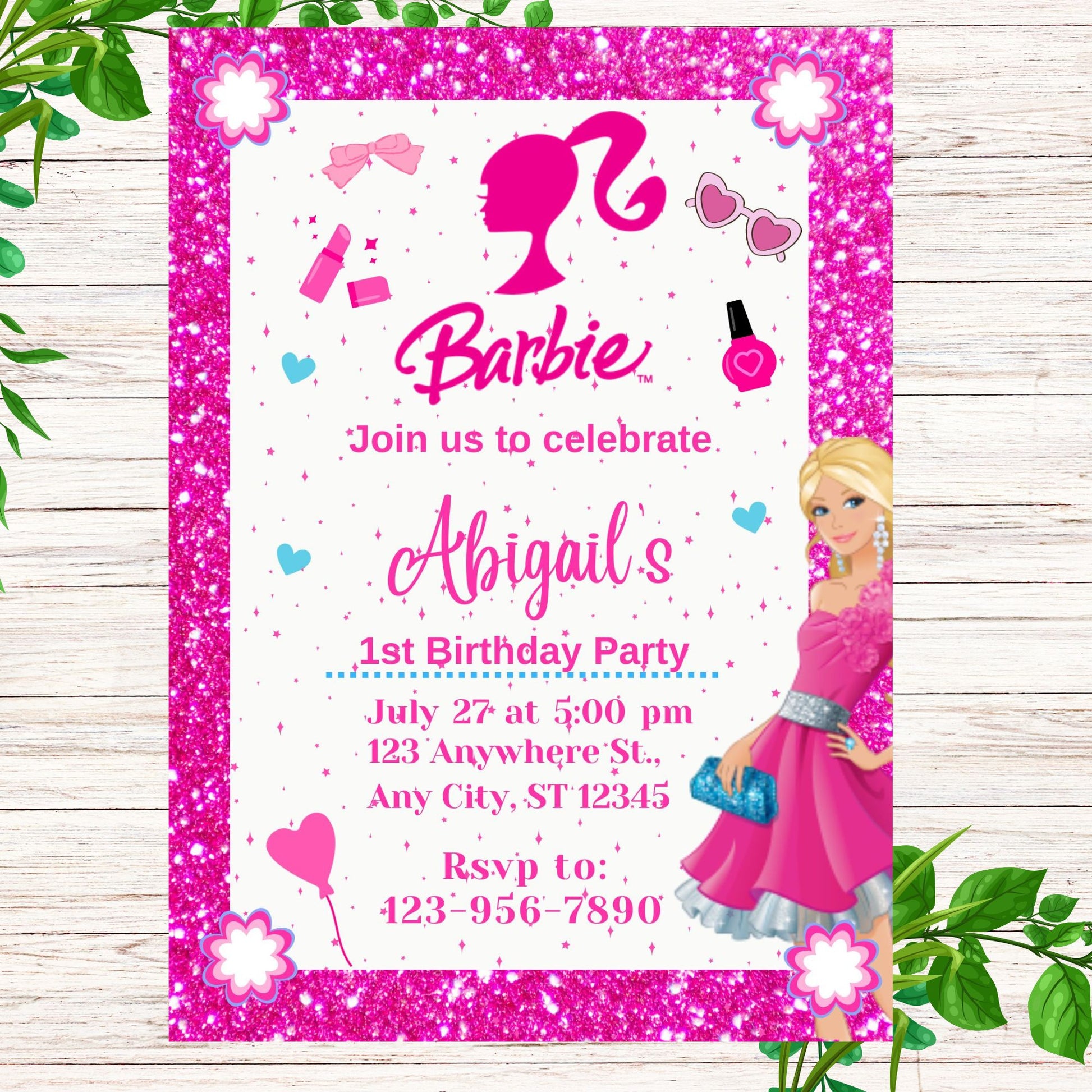 Barbie Personalized Birthday Invitation- PDF Emailed to you