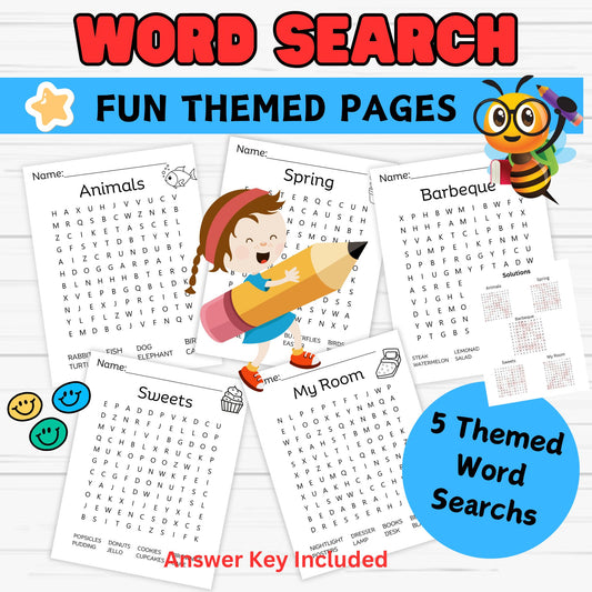Word Search for Kids- Kids Word Search Printable- Instant Download