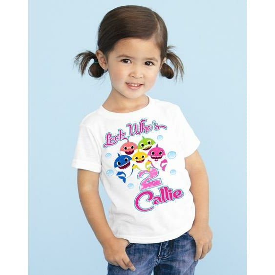 Custom Baby Shark Matching Family Christmas Custom Shirts - Basic Jersey Toddler T-Shirt | Personalized White Youth from Customized Girl